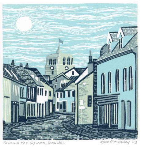 Towards The Square, Beccles Lino Print 2023